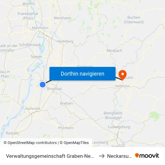 Verwaltungsgemeinschaft Graben-Neudorf to Neckarsulm map