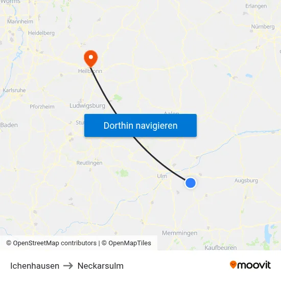 Ichenhausen to Neckarsulm map