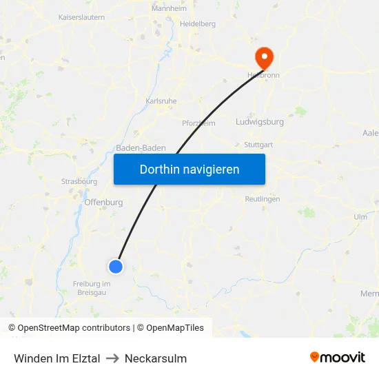 Winden Im Elztal to Neckarsulm map