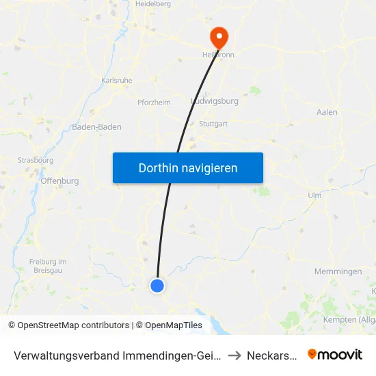 Verwaltungsverband Immendingen-Geisingen to Neckarsulm map