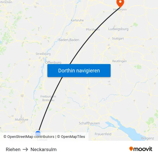 Riehen to Neckarsulm map