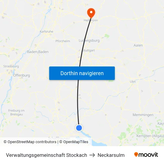 Verwaltungsgemeinschaft Stockach to Neckarsulm map