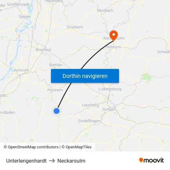 Unterlengenhardt to Neckarsulm map