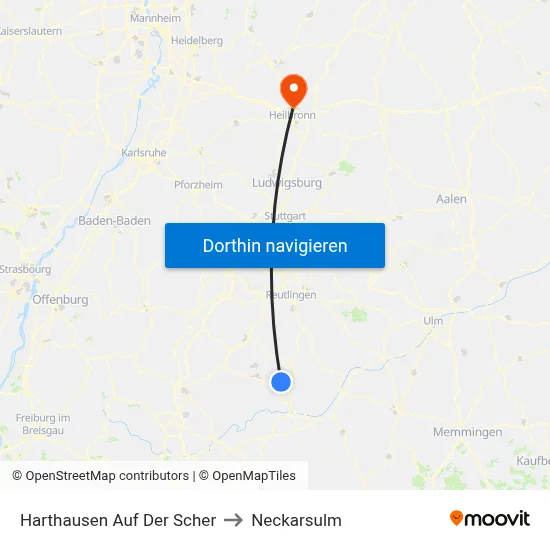 Harthausen Auf Der Scher to Neckarsulm map