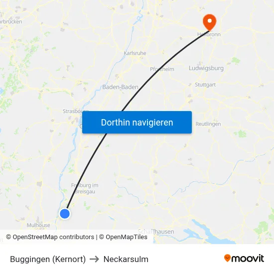 Buggingen (Kernort) to Neckarsulm map