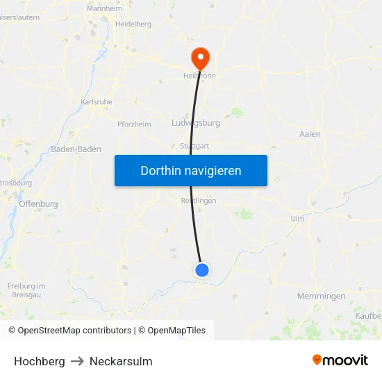 Hochberg to Neckarsulm map