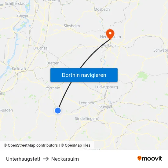 Unterhaugstett to Neckarsulm map