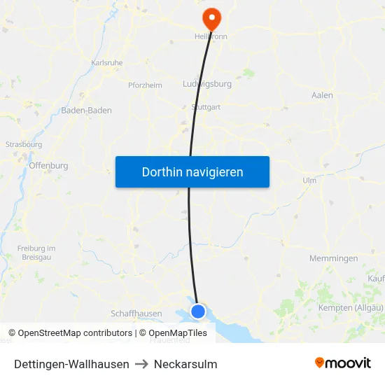 Dettingen-Wallhausen to Neckarsulm map