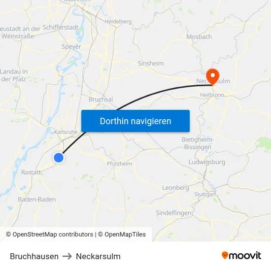 Bruchhausen to Neckarsulm map