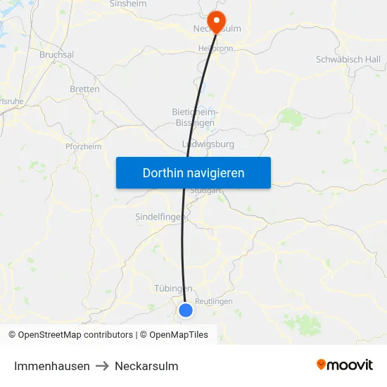 Immenhausen to Neckarsulm map