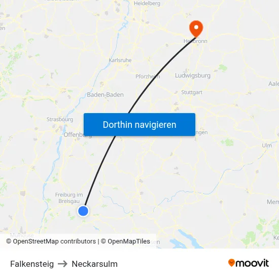 Falkensteig to Neckarsulm map