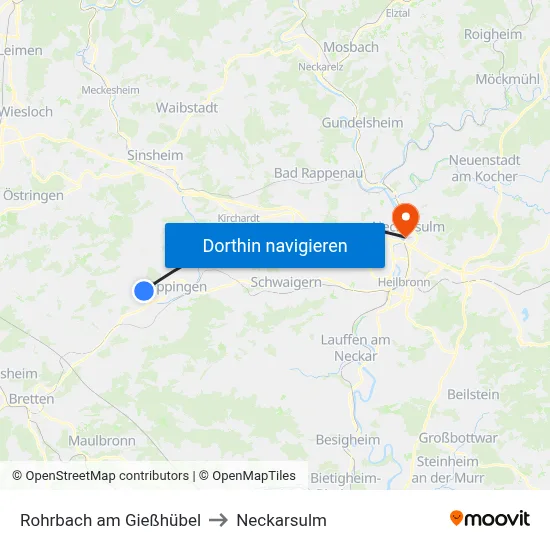 Rohrbach am Gießhübel to Neckarsulm map