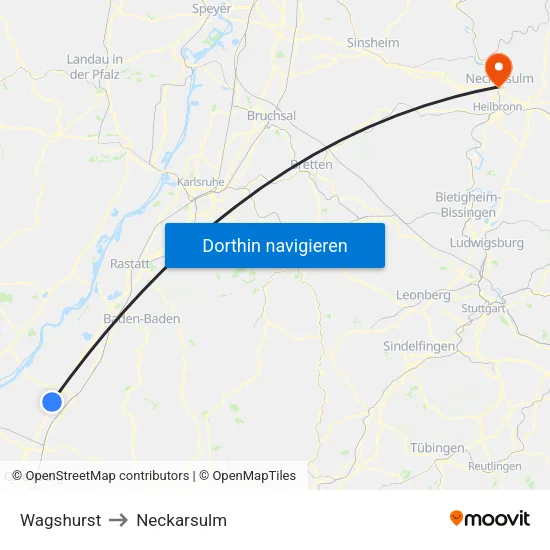 Wagshurst to Neckarsulm map