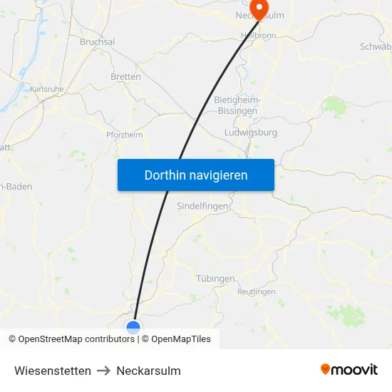 Wiesenstetten to Neckarsulm map
