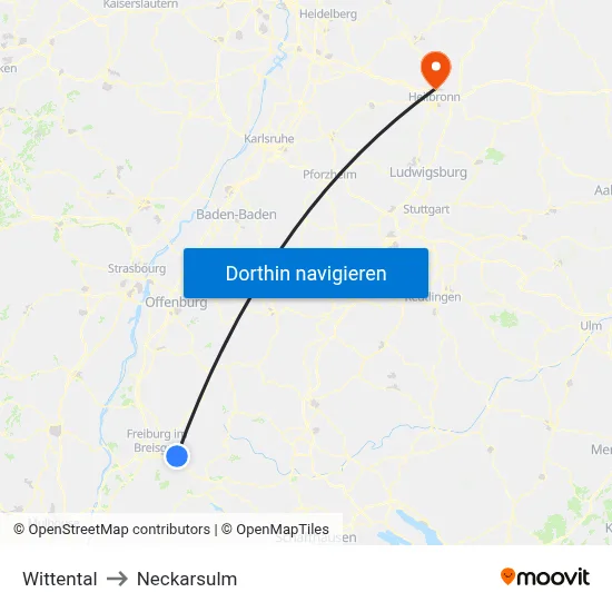 Wittental to Neckarsulm map