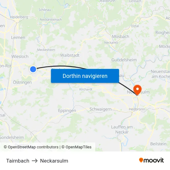 Tairnbach to Neckarsulm map
