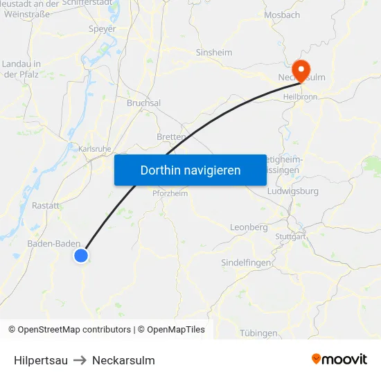 Hilpertsau to Neckarsulm map