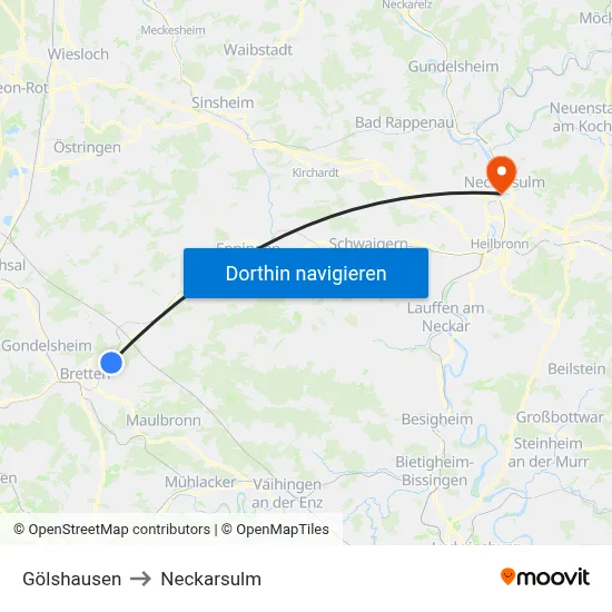 Gölshausen to Neckarsulm map