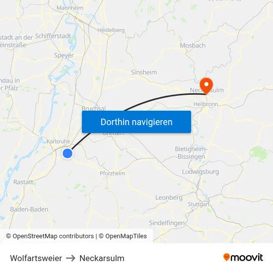 Wolfartsweier to Neckarsulm map