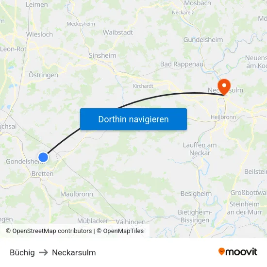 Büchig to Neckarsulm map