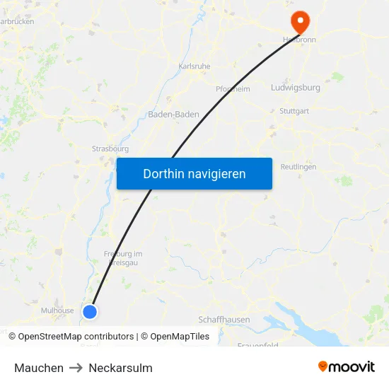 Mauchen to Neckarsulm map