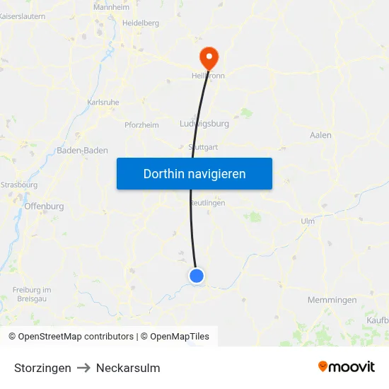 Storzingen to Neckarsulm map