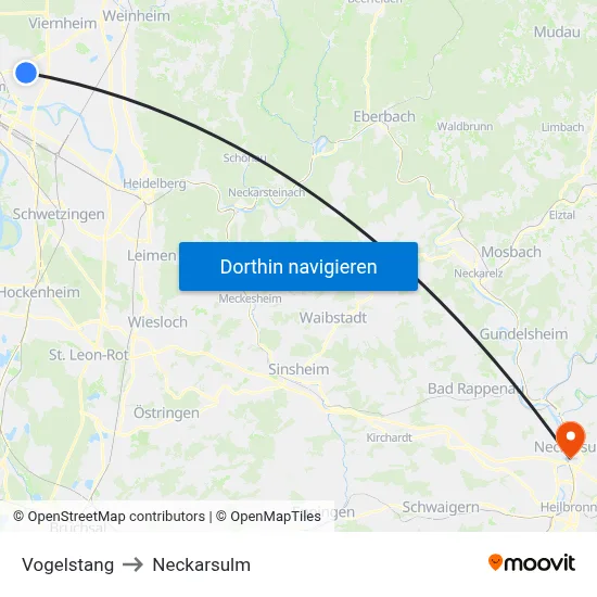 Vogelstang to Neckarsulm map