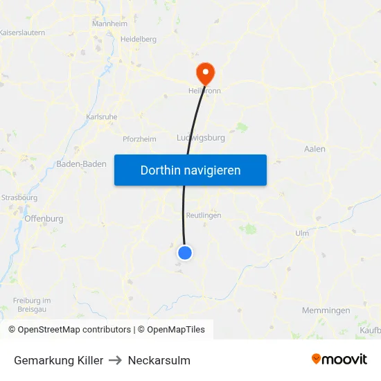 Gemarkung Killer to Neckarsulm map