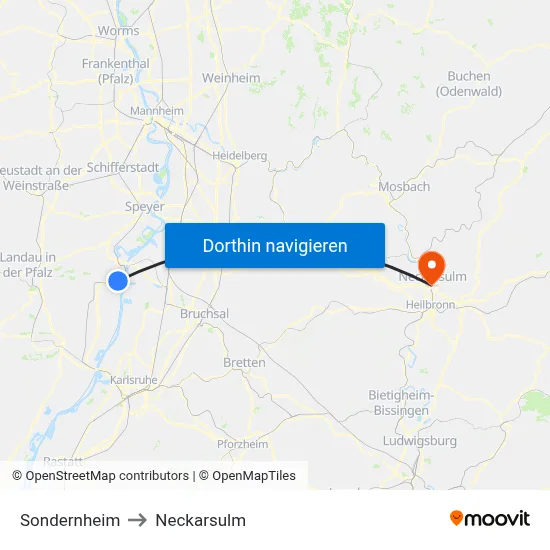 Sondernheim to Neckarsulm map
