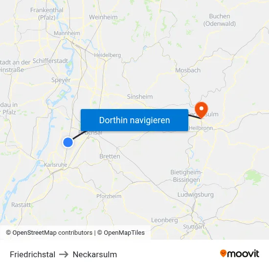 Friedrichstal to Neckarsulm map