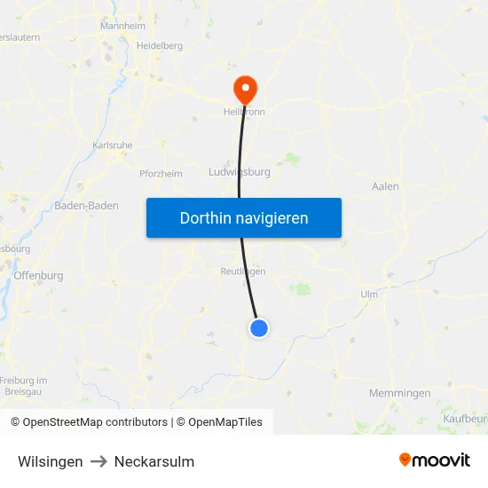Wilsingen to Neckarsulm map