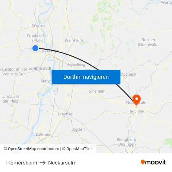 Flomersheim to Neckarsulm map