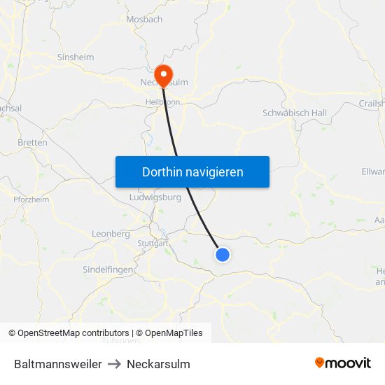Baltmannsweiler to Neckarsulm map