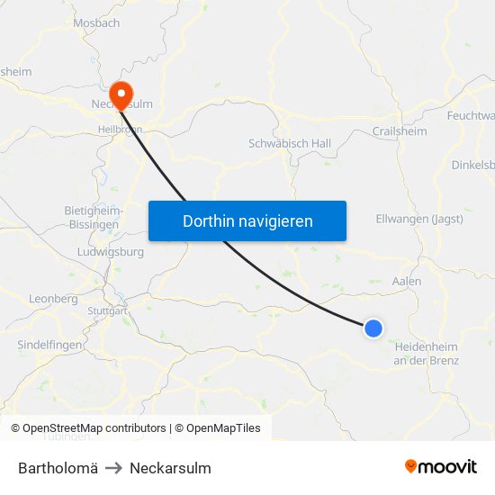 Bartholomä to Neckarsulm map