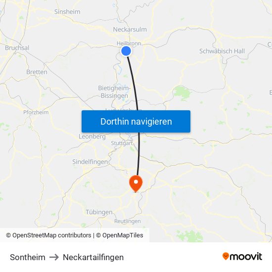 Sontheim to Neckartailfingen map