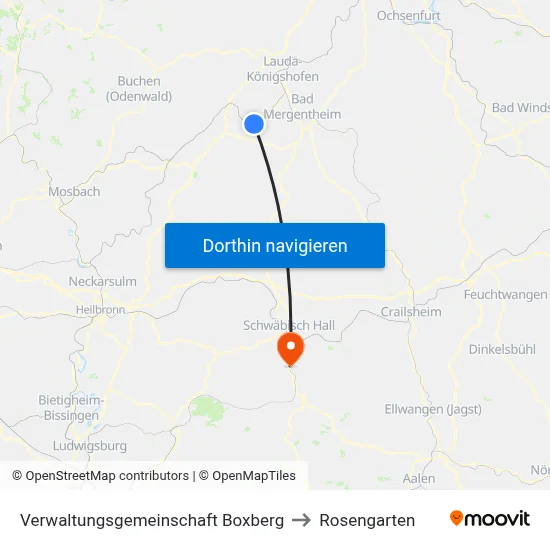 Verwaltungsgemeinschaft Boxberg to Rosengarten map