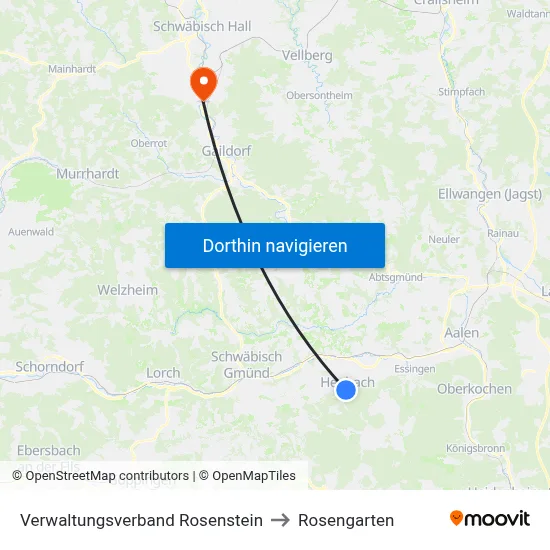 Verwaltungsverband Rosenstein to Rosengarten map