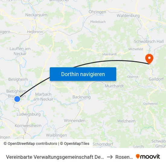 Vereinbarte Verwaltungsgemeinschaft Der Stadt Bietigheim-Bissingen to Rosengarten map
