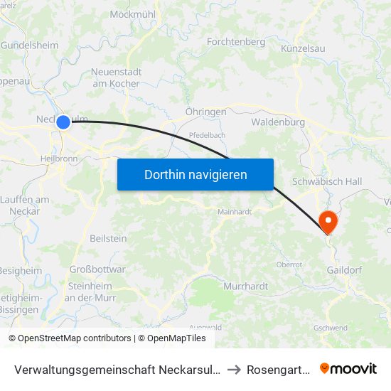 Verwaltungsgemeinschaft Neckarsulm to Rosengarten map