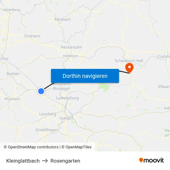 Kleinglattbach to Rosengarten map