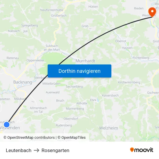 Leutenbach to Rosengarten map