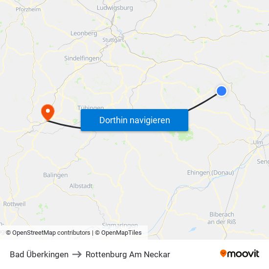Bad Überkingen to Rottenburg Am Neckar map
