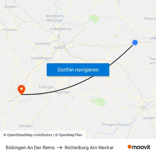 Böbingen An Der Rems to Rottenburg Am Neckar map