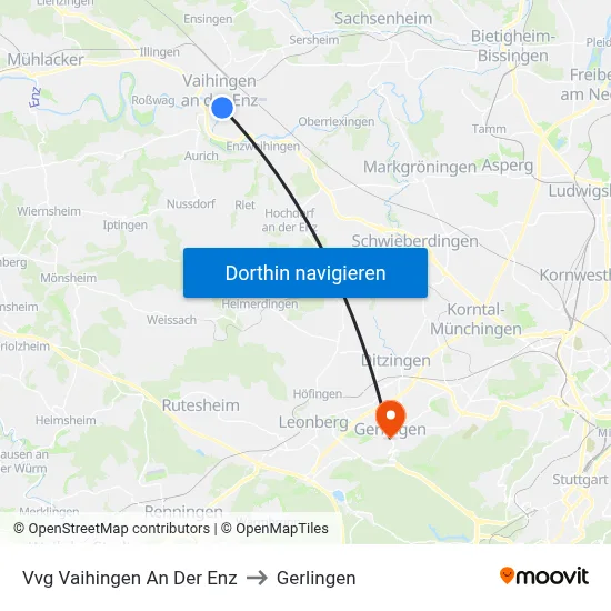Vvg Vaihingen An Der Enz to Gerlingen map