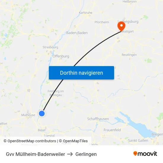 Gvv Müllheim-Badenweiler to Gerlingen map