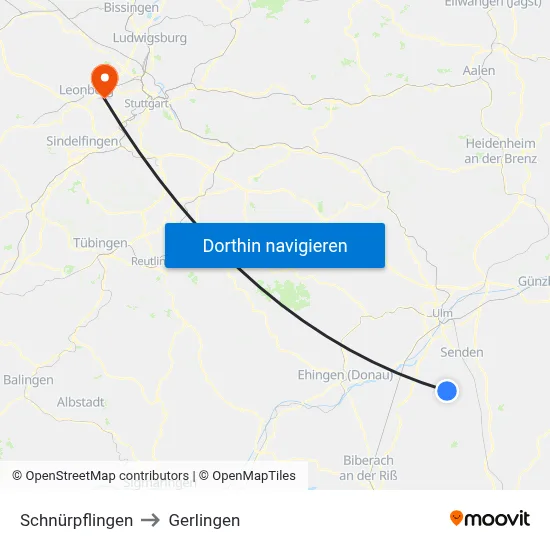 Schnürpflingen to Gerlingen map