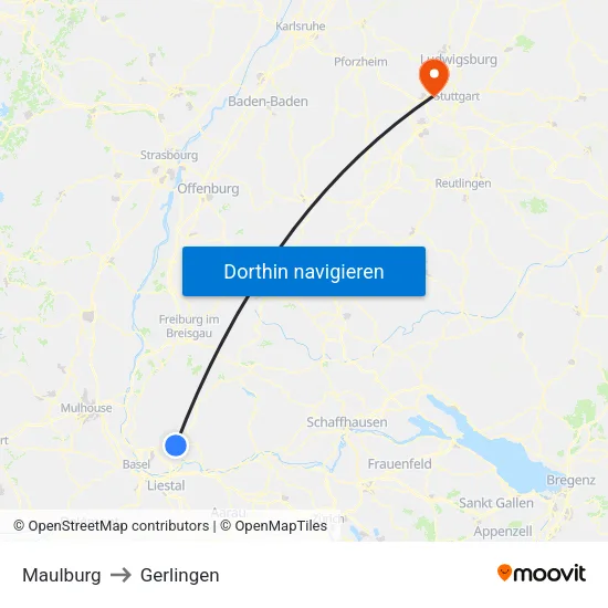 Maulburg to Gerlingen map