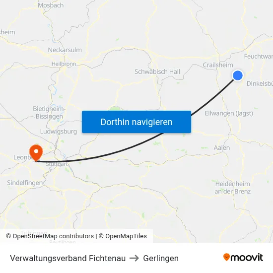 Verwaltungsverband Fichtenau to Gerlingen map
