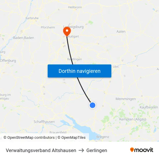 Verwaltungsverband Altshausen to Gerlingen map