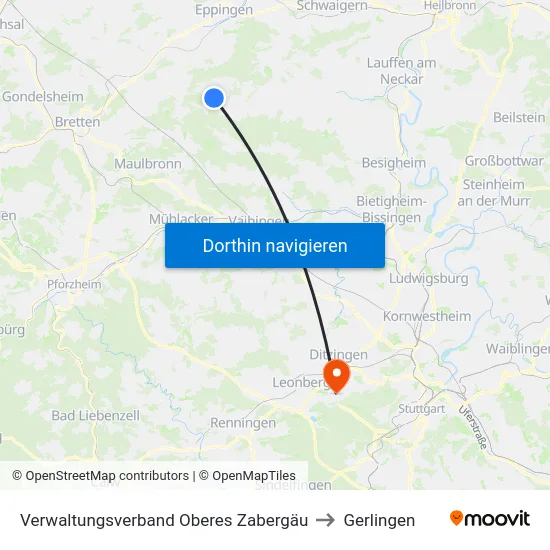 Verwaltungsverband Oberes Zabergäu to Gerlingen map